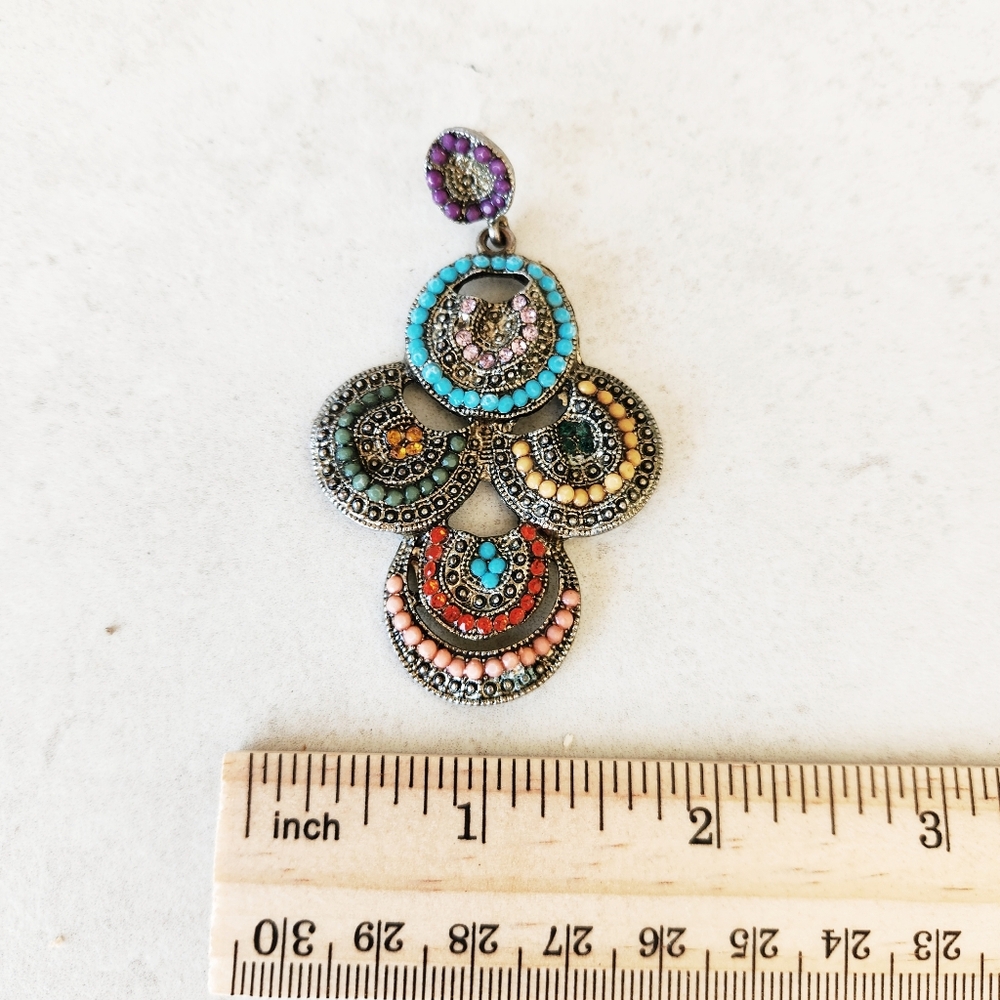 Unique Boho Dangle Drop Large Beaded Statement Ea… - image 2